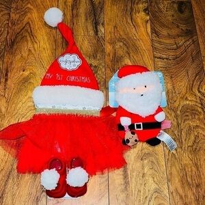 My First Christmas Set Skirt, Santa Hat, Socks & Sensory Toy NWT